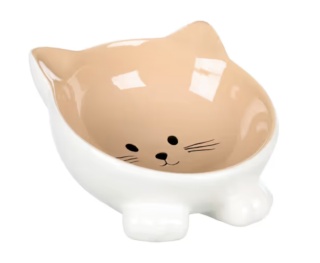 Flamingo Puzi Taupe Bowl 125ml - miska ceramiczna dla kota, na podwyższeniu, beżowy kotek