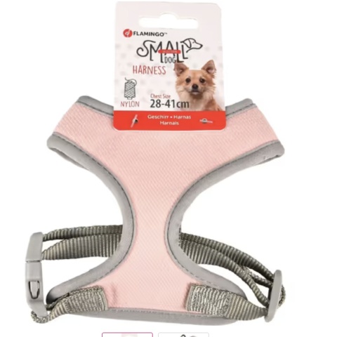 Flamingo Small Dog Harness Pink - szelki bezuciskowe dla małego psa, z siateczką air-mesh, różowe, r. XS