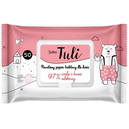 Luba Nawilżany papier toaletowy dla dzieci Tuli Truskawkowy Delikatny, miękki w dotyku 50 szt