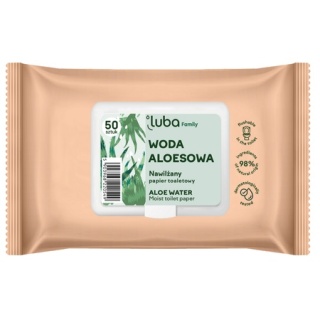 Luba Papier toaletowy nawilżany Woda Aloesowa - Ekologiczny papier toaletowy z pop-up może być spłukiwany w toalecie 50 szt