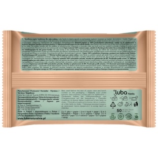 Luba Papier toaletowy nawilżany Woda Aloesowa - Ekologiczny papier toaletowy z pop-up może być spłukiwany w toalecie 50 szt