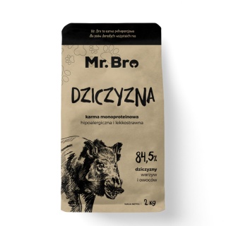 Mr.Bro Hipoalergiczna sucha karma dla psów dorosłych z dziczyzną 2kg