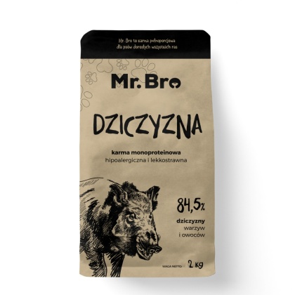 Mr.Bro Hipoalergiczna sucha karma dla psów dorosłych z dziczyzną 2kg