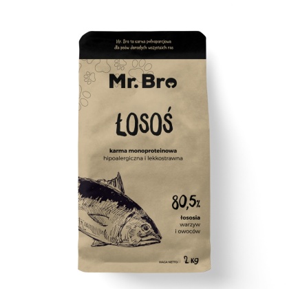 Mr.Bro Hipoalergiczna sucha karma dla psów dorosłych z łososiem 2kg