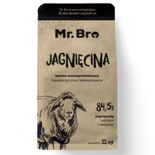 Mr.Bro Monoproteinowa Sucha Karma Dla Psów Dorosłych Jagnięciną 12kg