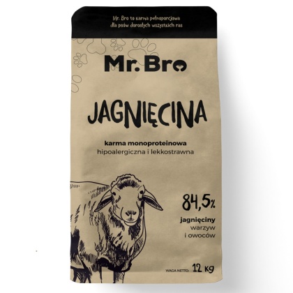 Mr.Bro Monoproteinowa Sucha Karma Dla Psów Dorosłych Jagnięciną 12kg