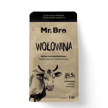 Mr.Bro Hipoalergiczna sucha karma dla psów dorosłych z wołowiną 2kg