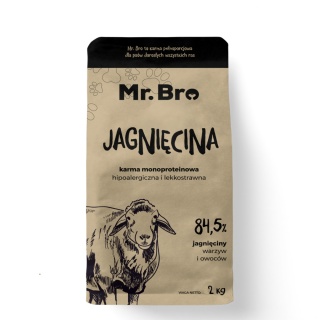 Mr.Bro Monoproteinowa Sucha Karma Dla Psów Dorosłych Jagnięciną 2kg
