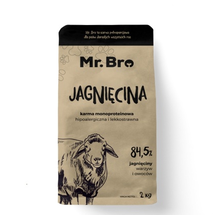 Mr.Bro Monoproteinowa Sucha Karma Dla Psów Dorosłych Jagnięciną 2kg
