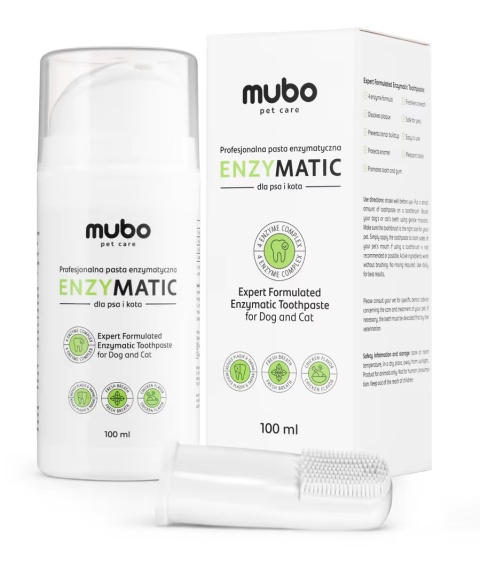 Mubo EnzyMatic Toothpaste 100ml - profesjonalna pasta enzymatyczna dla psa i kota, z czyścikiem