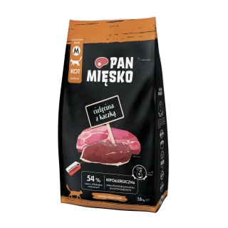 Pan Mięsko Karma sucha dla kota Cielęcina z kaczką (dorosły) chrupki M 1.6kg