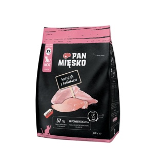 Pan Mięsko Karma sucha dla kota Kurczak z królikiem (kociak) chrupki XS 400g