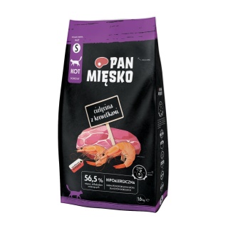 Pan Mięsko Karma sucha dla kota Cielęcina z krewetkami (dorosły) chrupki S 1.6kg