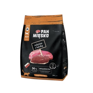 Pan Mięsko Karma sucha dla kota Cielęcina z kaczką (dorosły) chrupki M 400g
