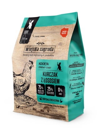 Wiejska Zagroda Karma sucha dla kota Kurczak z łososiem (kociak) 400g