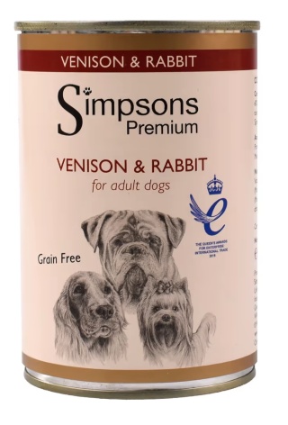 Simpsons Premium Venison & Rabbit Casserole - bezzbożowa karma dla dorosłych psów, z dziczyzną, królikiem i warzywami 400g