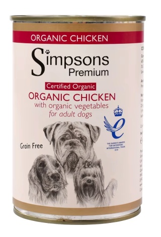 Simpsons Premium Organic Chicken Casserole - bezzbożowa mokra karma dla psów, kurczak i warzywa 400g