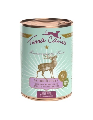 Terra Canis - Dziczyzna z ziemniakami, jabłkiem i żurawiną karma mokra dla psów bogata w błonnik 400g