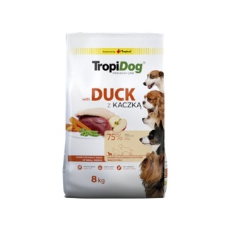 TropiDog Premium Karma sucha dla psów dorosłych małych ras z kaczką - PREMIUM ADULT S DUCK & RICE 8KG