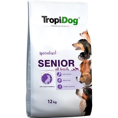 TropiDog Premium Karma sucha dla psów dorosłych z Indykiem dla psów starszych PREMIUM SENIOR 12 KG