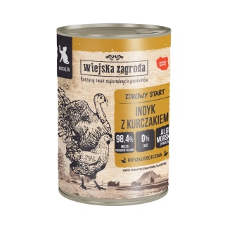 Wiejska Zagroda Karma mokra dla kota Indyk z kurczakiem (kociak) 400g