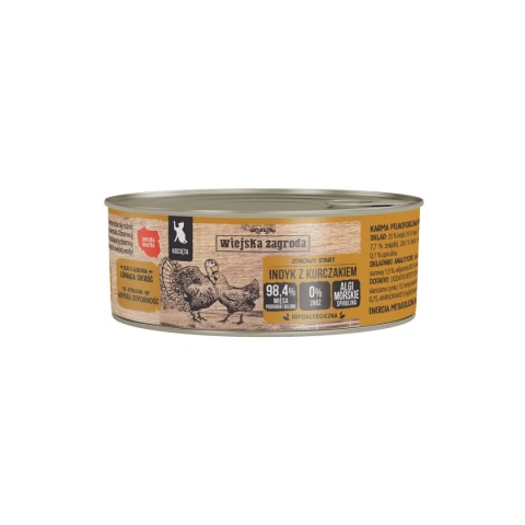 Wiejska Zagroda Karma mokra dla kota Indyk z kurczakiem (kociak) 85g