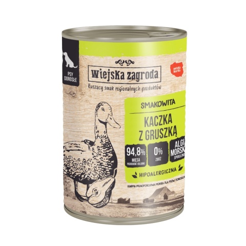 Wiejska Zagroda Karma mokra dla psa Kaczka z gruszką (dorosły) II 400g
