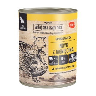 Wiejska Zagroda Karma mokra dla psa Indyk z jagnięciną (dorosły) II 800g