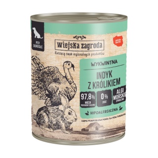Wiejska Zagroda Karma mokra dla psa Indyk z królikiem (dorosły) II 800g