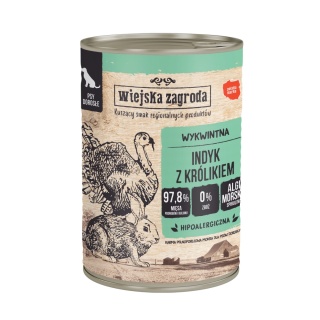 Wiejska Zagroda Karma mokra dla psa Indyk z królikiem (dorosły) II 400g