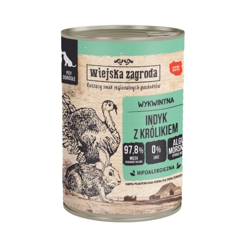 Wiejska Zagroda Karma mokra dla psa Indyk z królikiem (dorosły) II 400g