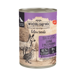 Wiejska Zagroda Karma mokra dla psa Leśne smaki Sarna z Przepiórką (dorosły) 400g