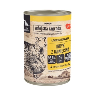 Wiejska Zagroda Karma mokra dla psa Indyk z jagnięciną (dorosły) II 400g