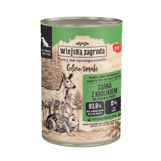 Wiejska Zagroda Karma mokra dla psa Leśne smaki Sarna z Królikiem (dorosły) 400g