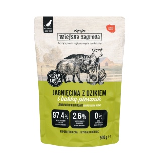 Wiejska Zagroda Karma mokra dla psa Jagnięcina z dzikiem (dorosły) 500g