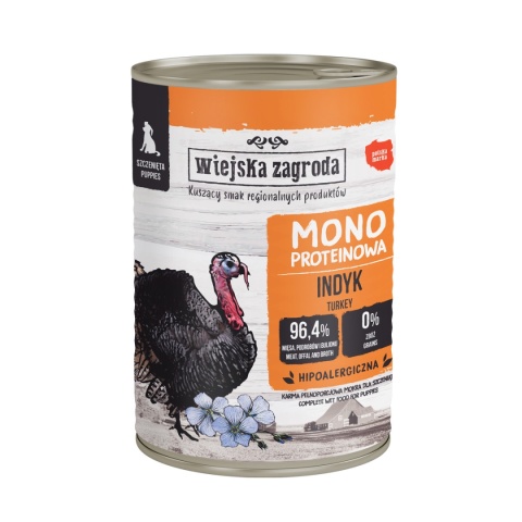 Wiejska Zagroda Karma mokra dla psa Monoproteinowa Indyk ( szczeniak) 400g