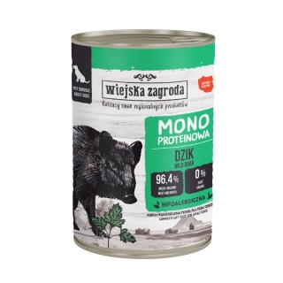 Wiejska Zagroda Karma mokra dla psa Monoproteinowa Dzik ( dorosły) 400g