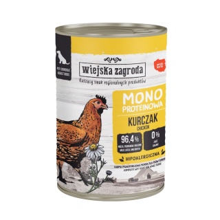 Wiejska Zagroda Karma mokra dla psa Monoproteinowa Kurczak (dorosły) 400g