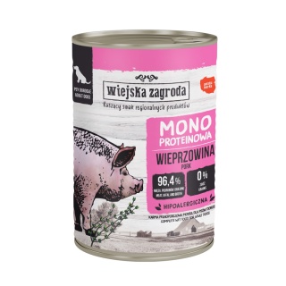Wiejska Zagroda Karma mokra dla psa Monoproteinowa Wieprzowina (dorosły) 400g