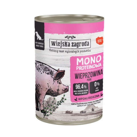 Wiejska Zagroda Karma mokra dla psa Monoproteinowa Wieprzowina (dorosły) 400g