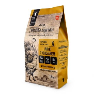 Wiejska Zagroda Karma sucha dla kota Indyk z kurczakiem (kociak) 1,6kg