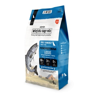 Wiejska Zagroda Karma sucha dla psa Monobiałkowa Łosoś (dorosły) chrupki S/M 6 kg