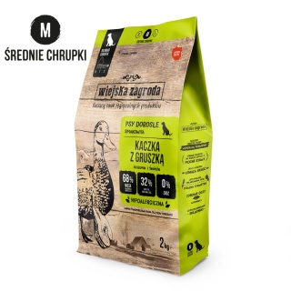 Wiejska Zagroda Karma sucha dla psa Kaczka z gruszką (dorosły) chrupki M 2kg