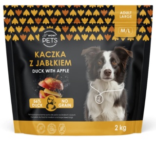 Wow Pets Karma sucha KACZKA Z JABŁKIEM XS/S dla dorosłych psów ras małych – 2 kg