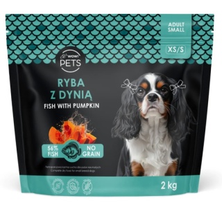Wow Pets Karma sucha RYBA Z DYNIĄ XS/S dla dorosłych psów ras małych – 2 kg