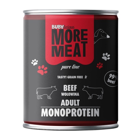 BUBAlicious More Meat Pure Line 800 g – mokra karma dla psa z wołowiny (mono, 99% mięsa)