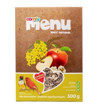 COMFY MENU Pokarm dla papug falistych 500g – naturalna, owocowa mieszanka ziaren i witamin