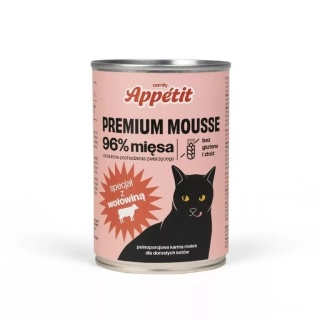Comfy Appetit Premium Mousse Wołowina Pełnoporcjowa mokra karma dla dorosłych kotów w formie delikatnego musu – 400 g