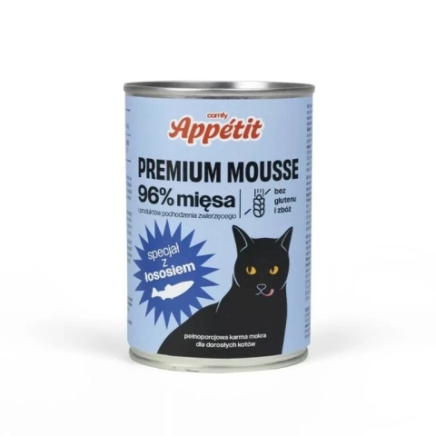 Comfy Appetit Premium Mousse Łosoś Pełnoporcjowa mokra karma dla dorosłych kotów w formie delikatnego musu– 400 g