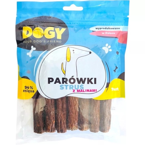 DOGY - Przysmak dla psa - Parówki Struś z Malinami 7szt